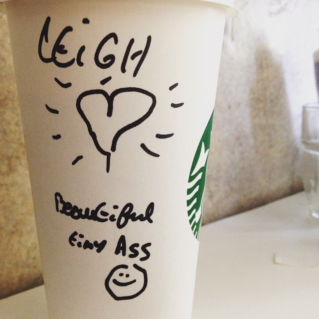 What my barista chose to write on my cup. Oh lord. 🙈😂☕️ #allingoodfun #barista