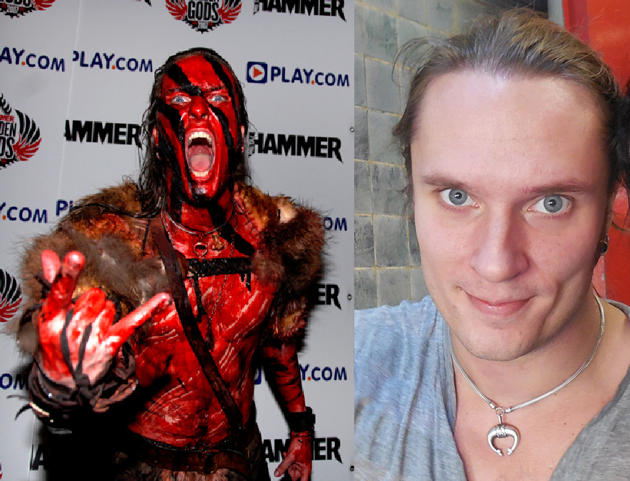 Mathias Nygard of Turisas, with and without body paint.