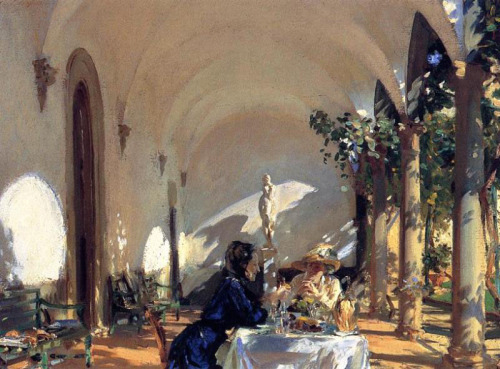 artist-sargent: Breakfast in the Loggia, 1910, John Singer Sargent Medium: oil,canvas