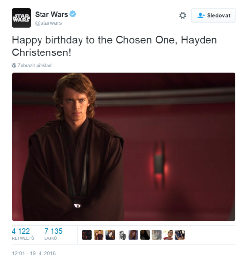 whenanangelfalls:Star Wars wishes Hayden Christensen Happy Birthday on Twitter, Google Plus, Instagr