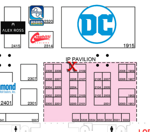 It’s Con O’Clock! Come see us at Booth#2109. Right across from DC Comics. X marks the spot!