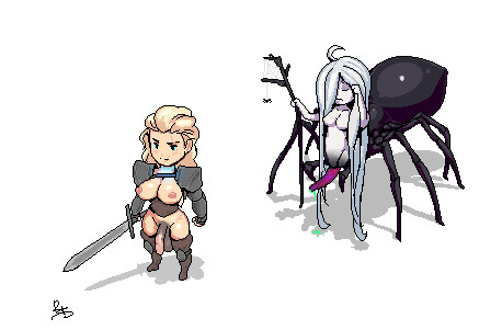 fun little mockup of Orphelia and and a unnamed spider girl OC I have planned. 