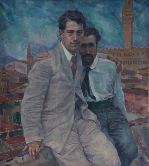 blastedheath:  August Bresgen (German, 1888-1987), Portrait of two friends in Florence, c. 1930. Gouache on paper, 110 x 100 cm. 