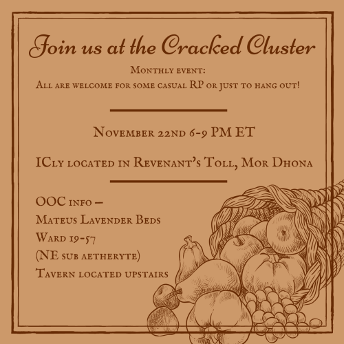 scholarlostintime:Join us this Sunday (11/22) at the Cracked Cluster!For more information and menu:&