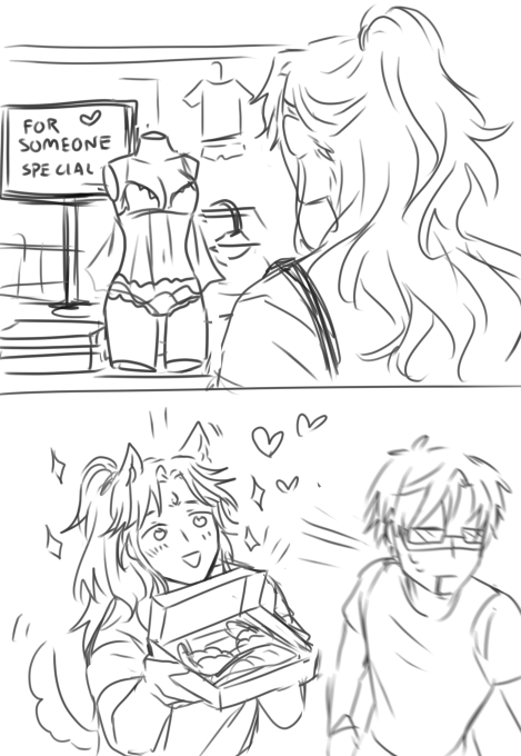 Assorted doodles of modern Shen Yuan and his demon lord boyfriend. 