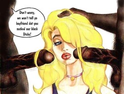 Interracialcomics3D:  Blonde Big Black Cock Cumslut Interracial Blowjob Toons