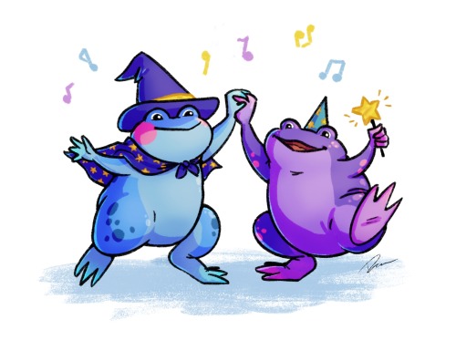 Two dancing wizard frogs for @tracle0! This was such a delight after a stressful week, thank you for