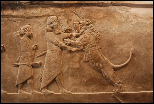 Lion hunt of King Ashurbanipal, 6th century BC.
