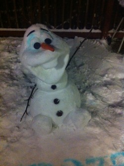 soloontherocks:  luxtempestas:  OKAY SO MY MOM REALLY LOVES OLAF HES LIKE HER FAVOURITE FICTIONAL CHARACTER NOW AND IT SNOWED SOME GOOD PACKING SNOW TODAY AND SHE ASKED IF I WANTED TO BUILD HIM ONCE WE SHOVELED SO WE FUCKIGN DID. the prince is awake your