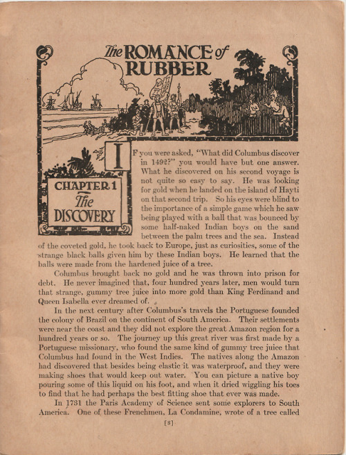 “The Romance of RUBBER” - is a 24-page teaching booklet from 1924 meant for students of 