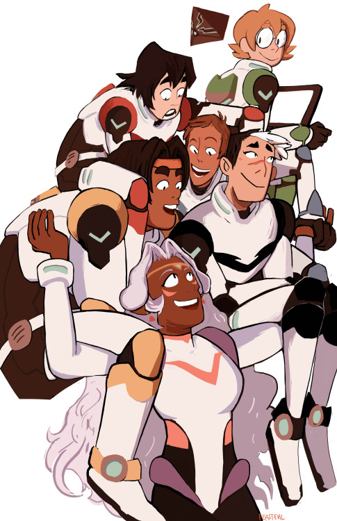 feastevil:  carry the team!!  a print for ricc! providence, i sure hope you like voltron. 