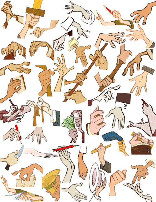 giancarlovolpe:americanninjax:anatoref:Cartoon Hands Reference Top Image Row 2, by  Milt Kahl 