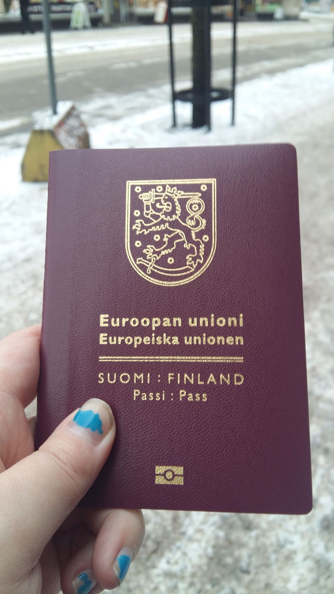 Picked up my new passport. Despite it being an official ID document, Finland has