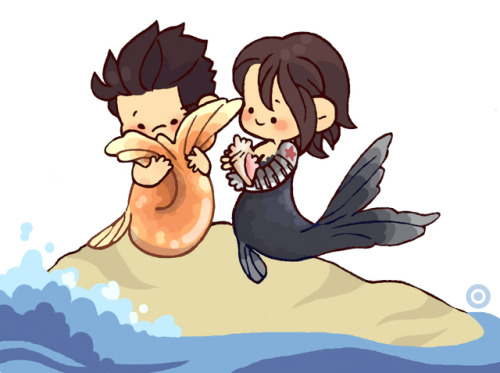 thegirlinthebyakko: @morethancupcake asked for some Merfolk Tony and Bucky :)