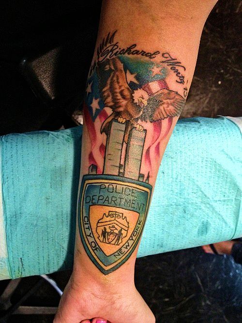 Trap Ink Tattoos  Piercings  Just did this 911 tribute tattoo for a  retired nyfd Pieces like this are always a huge honor to do Looking  forward to seeing this healed
