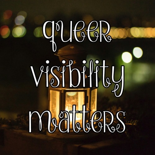 (Image description: a glowing lantern and white text that says &ldquo;Queer visibility matters&rdquo