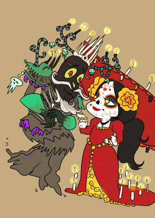 killerweasel:Chibi Xibalba and La Muerte I commissioned from iraya.Adorable. :D