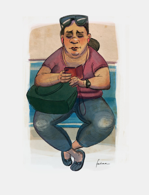 I like to draw cute people that sit opposite me on the subway B)