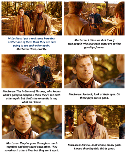 greenmtwoman: unknown-terrain:Mega Jaime x Brienne shipper game of thrones director Michelle MacLare