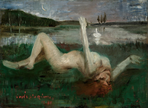 thunderstruck9:Lovis Corinth (German, 1858-1925), Leda, 1890. Oil on cardboard, laid down on panel, 