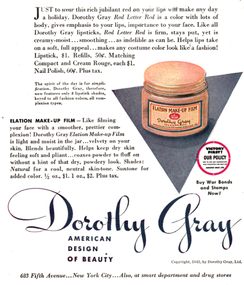 Dorothy Gray Cosmetics New York, 1943