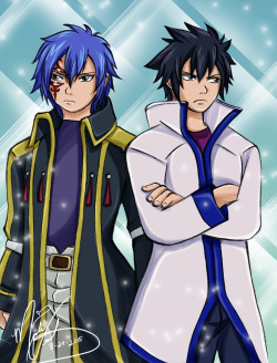 uchihasasss:  uchihasasss:  My Fairy Tail babies Jellal Fernandes and Gray Fullbuster. This was something for me. :D I hope you guys enjoy this! No I do not ship them lmao. I just wanted to draw my two favorite boys!   reblogging 