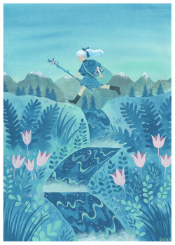 kronborgart: A mountain stream ★   Done in gouache only, I’m beginning to love this medium! It’s similar to watercolor, but I find it easier to control, and the colors are brighter. This is available as a print in my new Etsy shop :) 