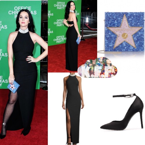 Katy attended the Office Christmas Party premiere in a Cinq À Sept pearl capsule dress ($745)