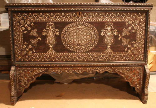 Chest via Islamic ArtMedium: Wood; inlaid with mother-of-pearlRogers Fund, 1918 Metropolitan Museum 