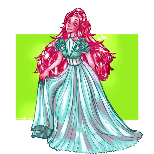 Pink Topaz, in a dress