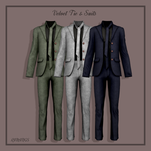 [RIMINGS] Velvet Tie &amp; Suits - FULLBODY- NEW MESH- ALL LODS- NORMAL MAP- 15 SWATCHES- HQ COMPATI