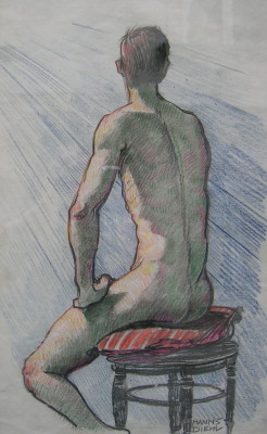 thunderstruck9:Hanns Diehl-Wallendorf (Austrian, 1877-1946), Männerakt [Male nude]. Pencil on paper, 31 x 20 cm.