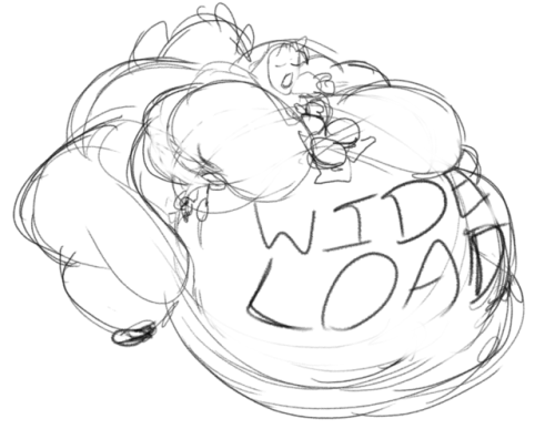 More horney sketches. Jon at my ideal belly size~ A body like that needs a lot of burgs to upke