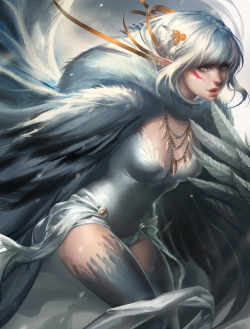 fantasy-art-engine:  Snow Harpy by Sakimichan