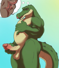 tzar-volver:Commission for @spiral-stair-case of his big ol’ gator dude