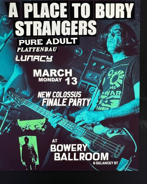 APTBS - PURE ADULT - PLATTENBAU - LUNACY - TONIGHT - NYC (at Bowery Ballroom)
https://www.instagram.com/p/Cpu6rJ0se9b/?igshid=NGJjMDIxMWI=