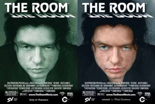 colorized - before & after - Tommy Wiseau in The Room…