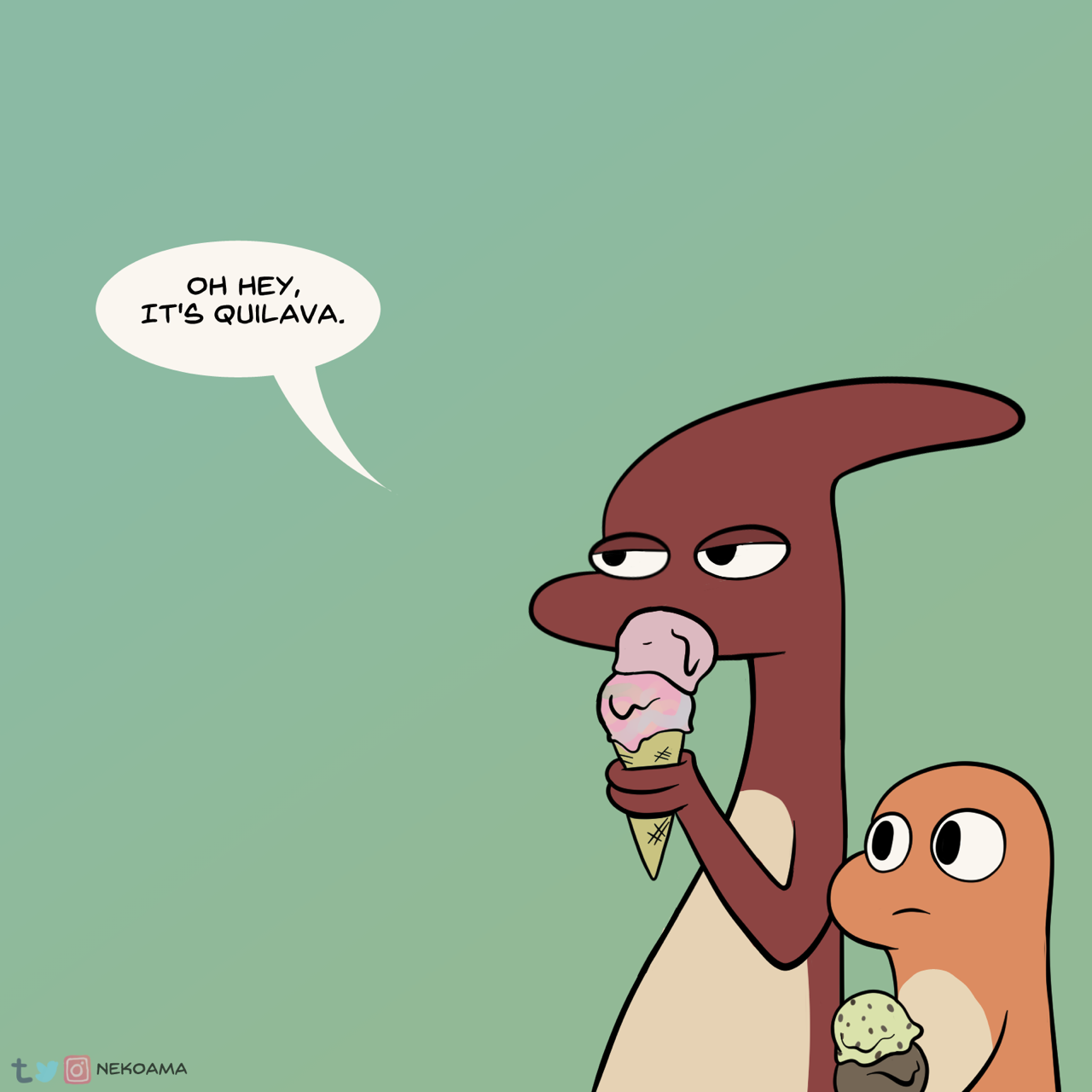 nekoama:   What’s Up Bro?  Today’s comic guest stars Quilava! Who is that guy.