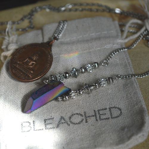 Beitiris Necklace in Mystic Quartz and a Vintage Buddha Necklace available at BLEACHEDjewelry.bigcar