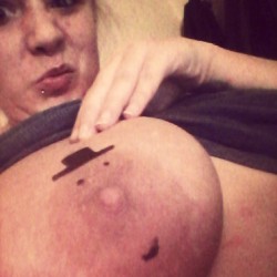 kayleighloulaa:  The kind of thing I do when im bored.  Draw faces on my overly big nips on my big baps. Enjoy