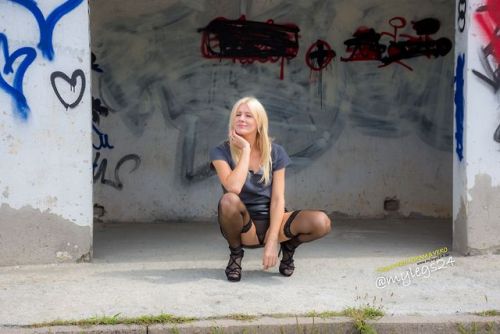 SAMIRA of Mylegs24 at the Busstop==> CLICK here to view my most popular Blogs#Nylons #Fashion #Li