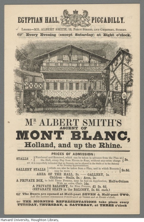 Smith, Albert, Egyptian Hall, Piccadilly - Ascent of Mont Blanc, MS Thr 467Harvard Theatre Collectio