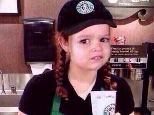 —¿Buenas noches bienvenido a Starbucks que desea?—Me da un atole y dos tamales de rajas con queso por favor.