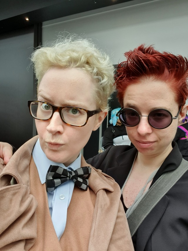 had a super fun time at the Megacon in Manchster today! thanks to @littlecello for being the perfect Crowley to my Aziraphale