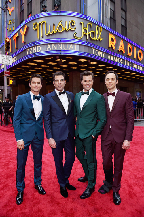 carpetdiem:Matt Bomer, Zachary Quinto, Andrew Rannells and Jim Parsons attend the 72nd Annual Tony A