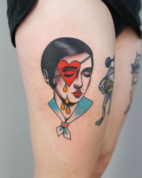 Girl done at @sangbleutattoolondon Great times #patrykhilton #crybaby #redheart #sangbleulondon #l