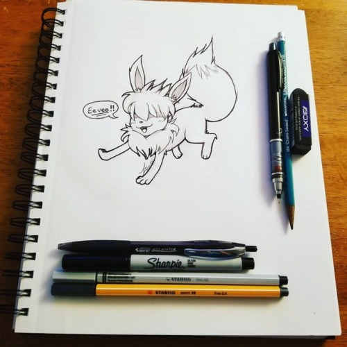 pink-kitty-kela:Inktober #21: Shaggy Eevee!Eevee is one of my fave Pokémon, and even though I don’t 