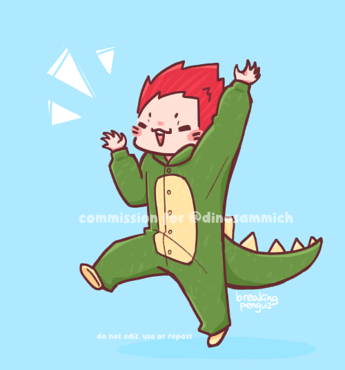 a lil dino tendou! (commission for @ dinosammich on twitter)