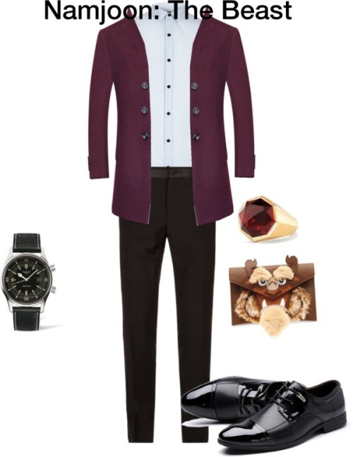Namjoon's Outfit The Baker And The Beast REMAKE By Kirashanta Featuring Mens Black Dress Shoes