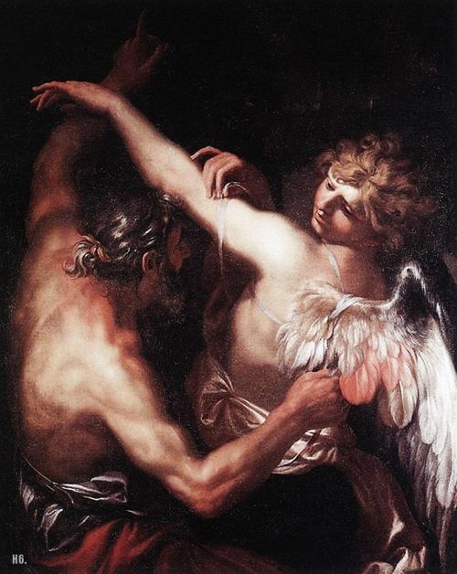 hadrian6: Daedalus and Icarus. 1670.  Domenico Piola. Italian. 1627-1703. oil on canvas.  